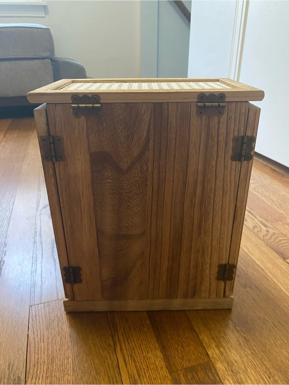 Wooden Woven Accent Jewelry Box - Natural Brown